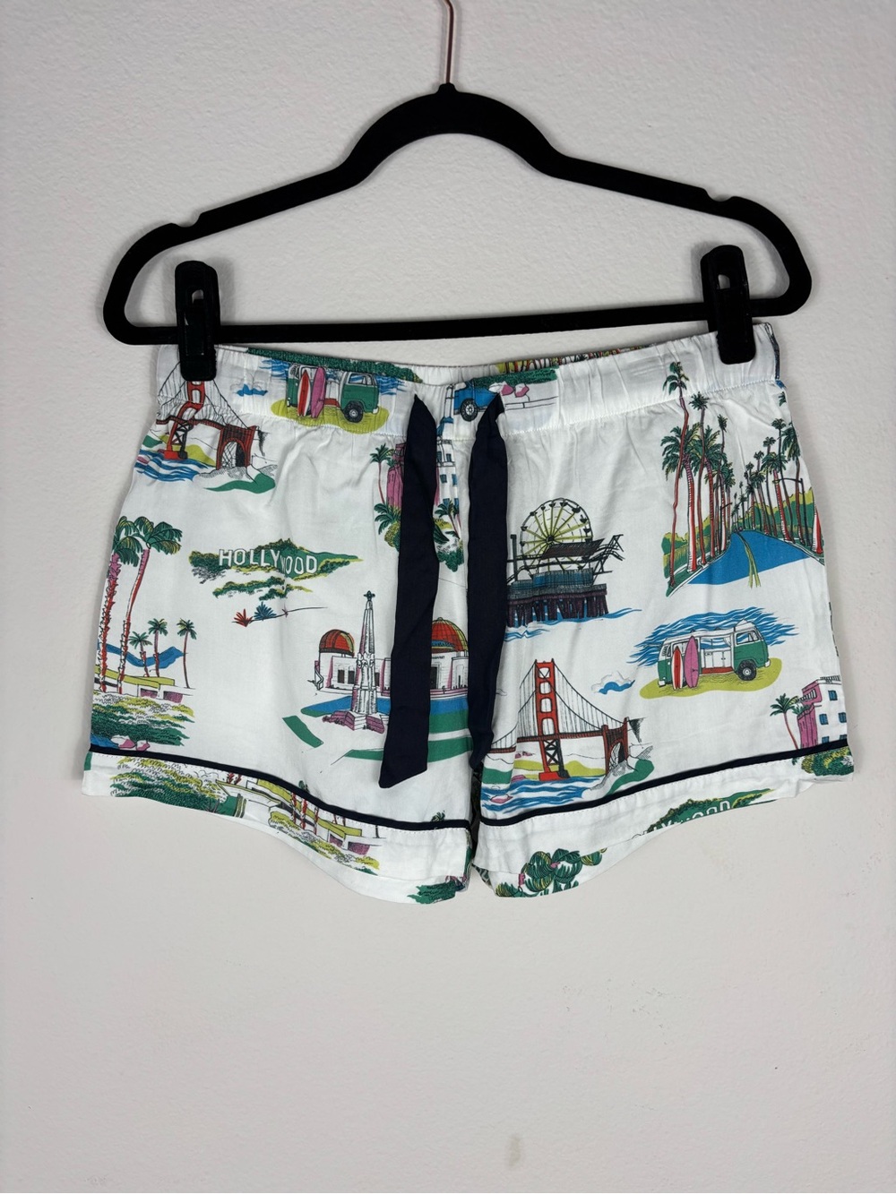 Katie Kime California Toile Pajama Short Set S Cotton Hollywood Golden Gate Surf - Picture 9 of 11